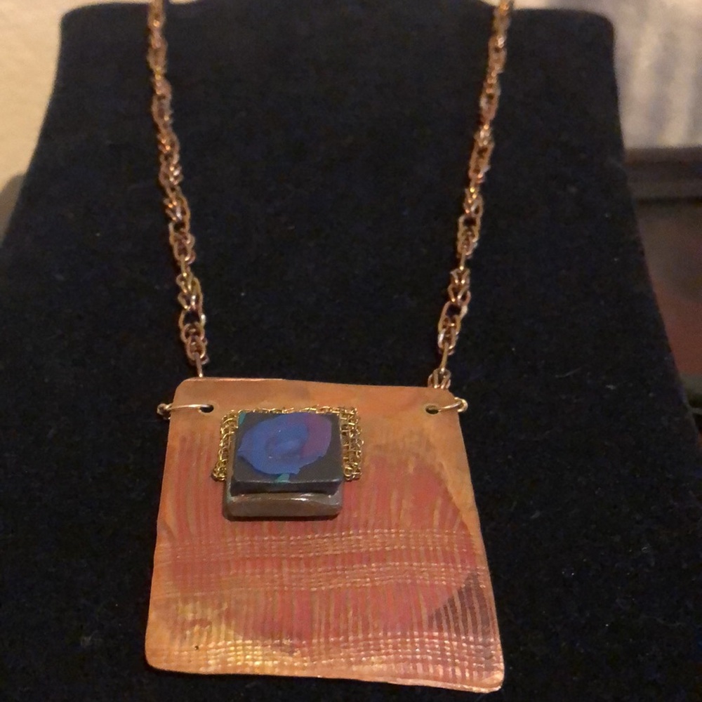 Gold tone hand made artisan long necklace